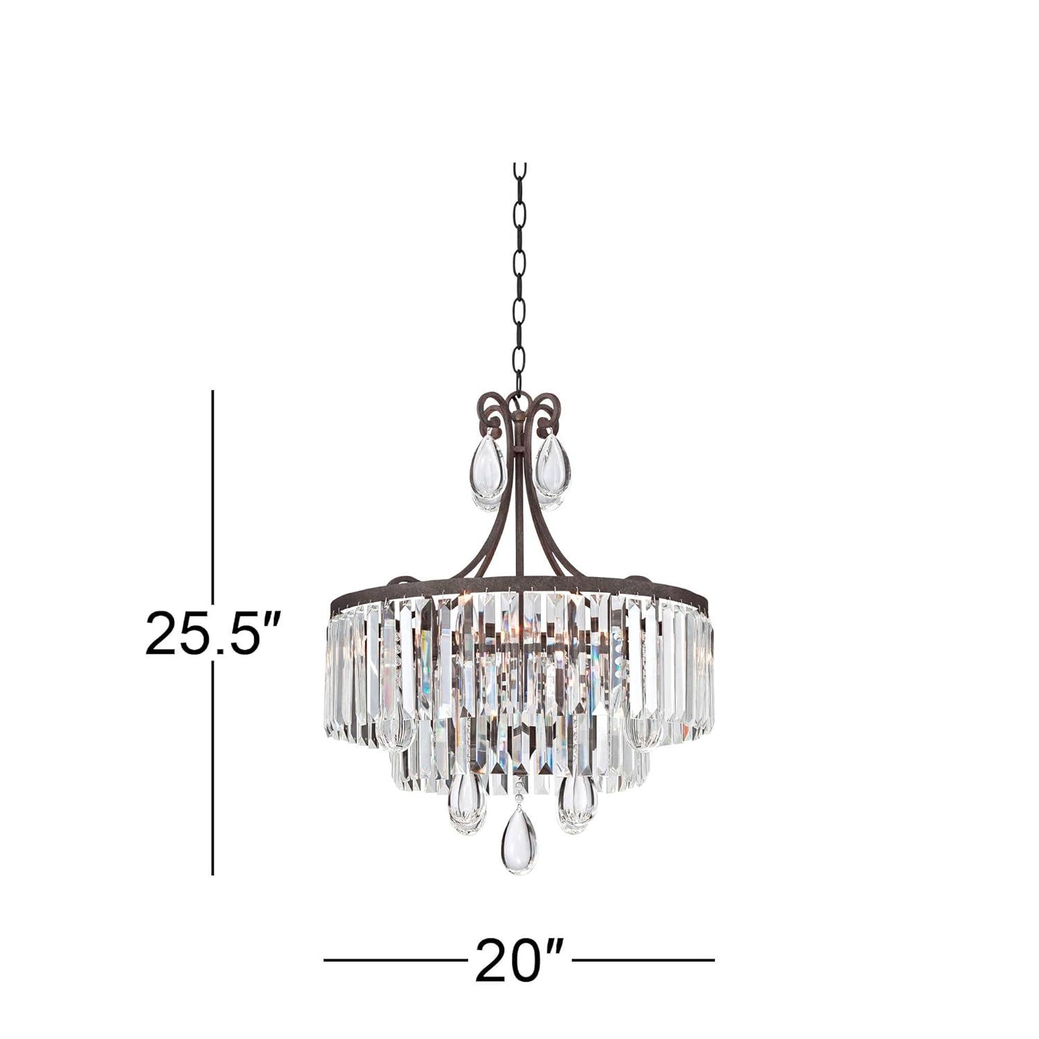 Vienna Full Spectrum Bruini Bronze Crystal Pendant Chandelier 20" Wide Rustic Scroll 4-Light Fixture for Dining Room House Foyer Kitchen Entryway Home