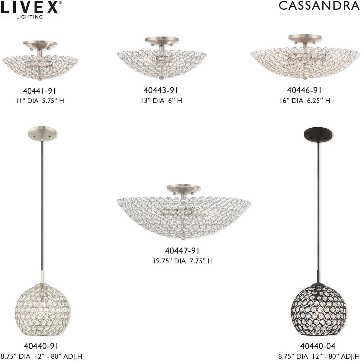 Livex Lighting  Cassandra 3-Light Brushed Nickel Ceiling Mount - 16"Dia. x 6.25"H