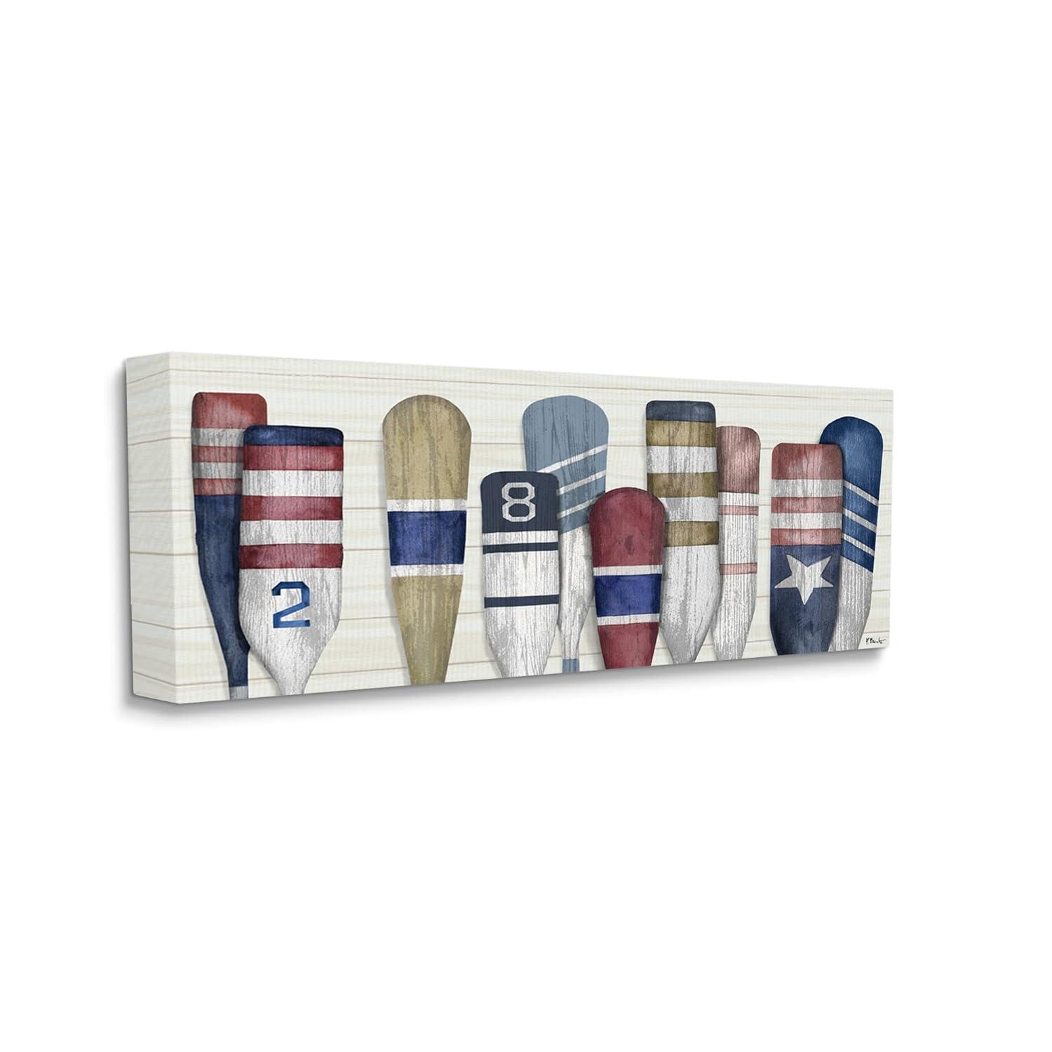 Stupell Industries Port Oars Vintage Americana Patterns Canvas Wall Art, 13 x 30