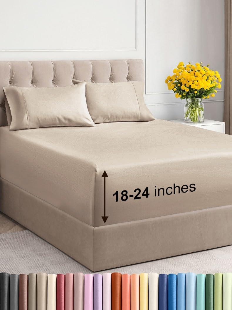 CGK Linens Extra Deep Pocket luxury Sheet Set - Solid Ultra Soft & Cooling Sheet Sets