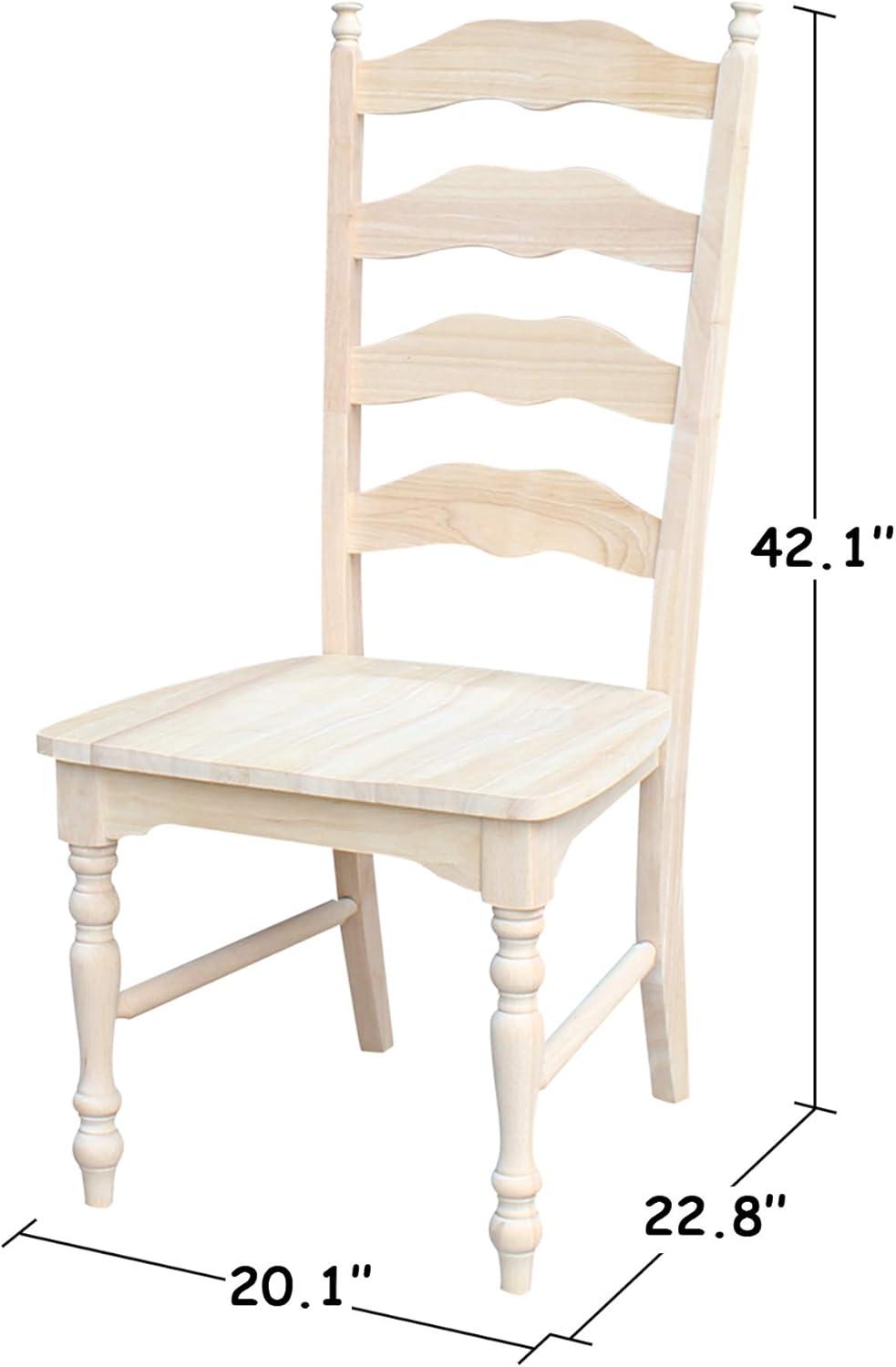 International Concepts Set of 2 Maine Ladderback Chair Unfinished : Hardwood Frame, Armless Design, 225 lb Capacity