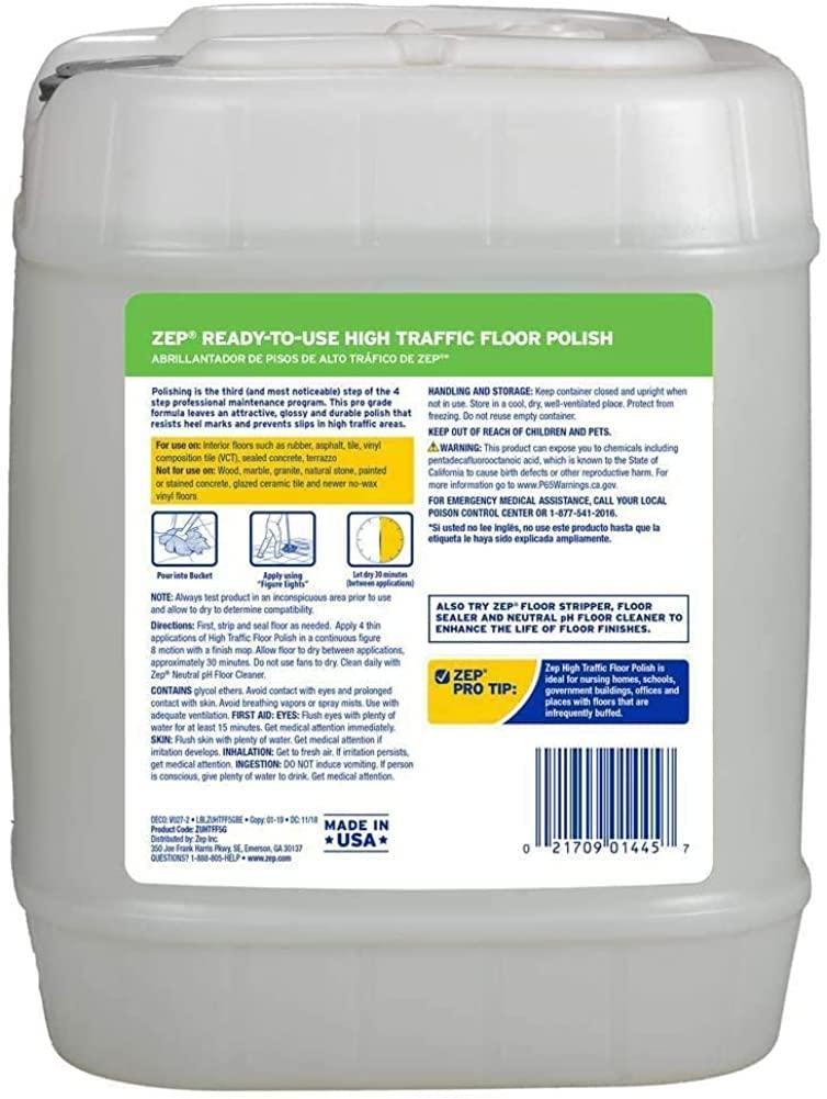 ZEP Zep High Traffic Floor Polish – Scuff Resistant Floor Shine – 5 Gallon - Each