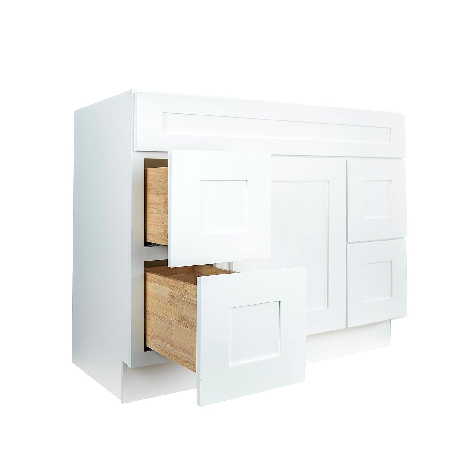 White Shaker Freestanding Bathroom Vanity with Drawers