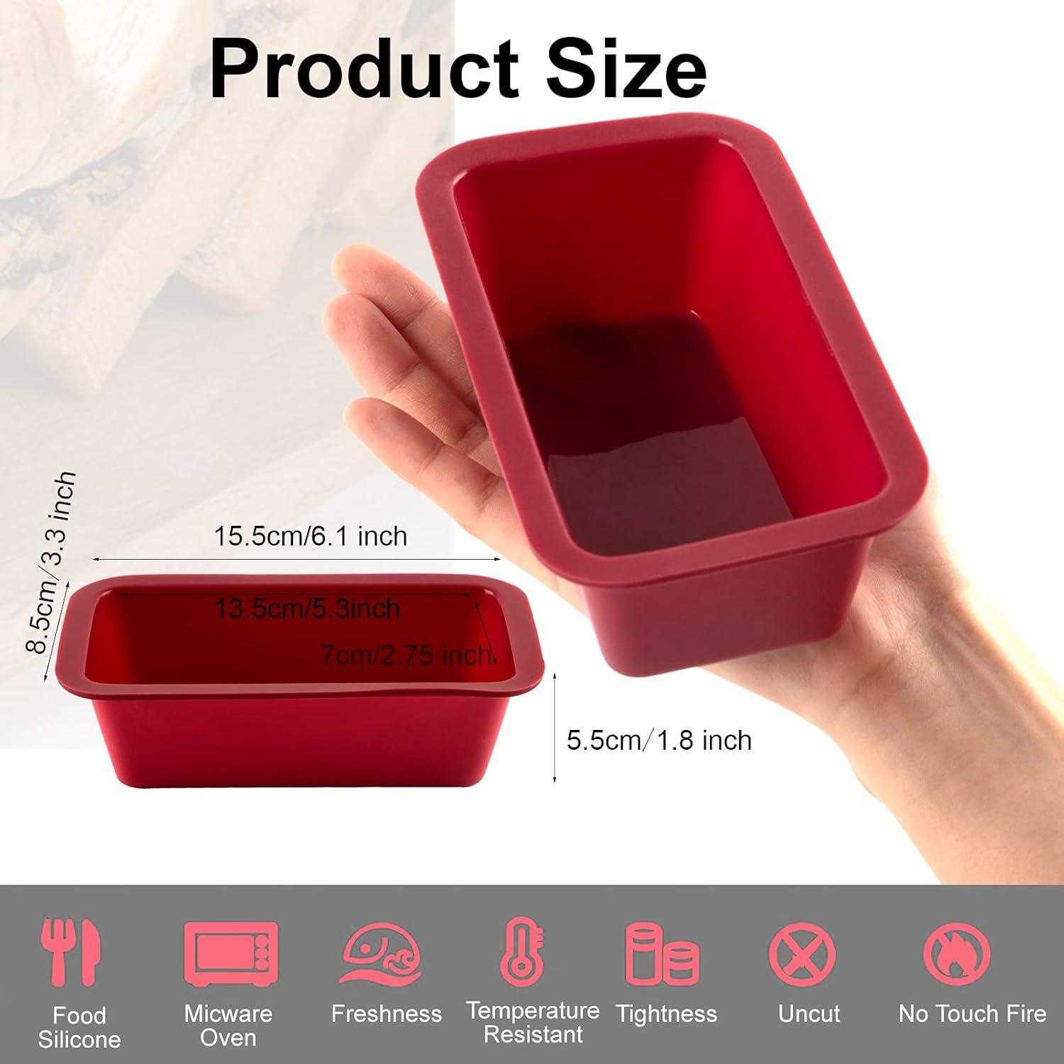 Silicone Mini Loaf Pan Set of 4, NonStick Easy Release Rectangle Silicone Mini Cake Pan for Baking Bread, Flexible BPA Free Silione Baking Mold and Bread Mold, Toast Pan, Brownie Loaf Pan, Cake Mold