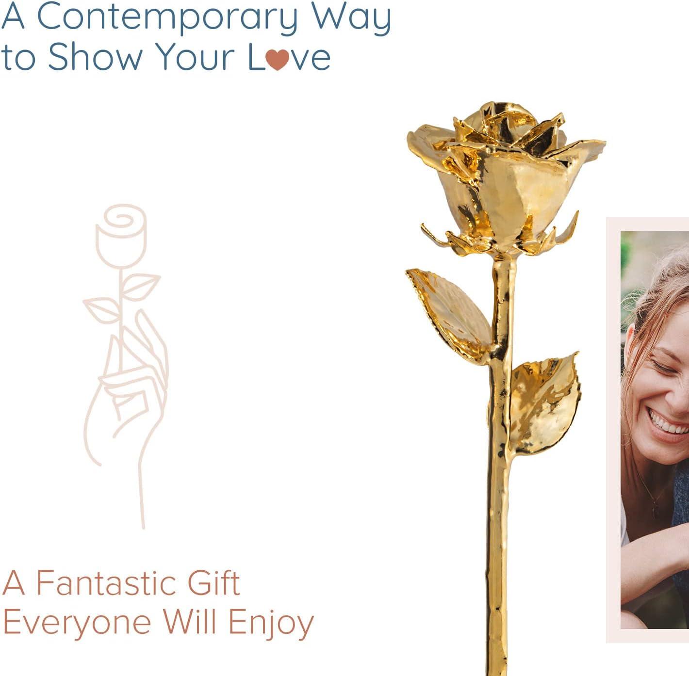 24K Gold Dipped Rose, Unique & Everlasting Real Hand Dipped in 24K Gold Rose, 11” to 12”