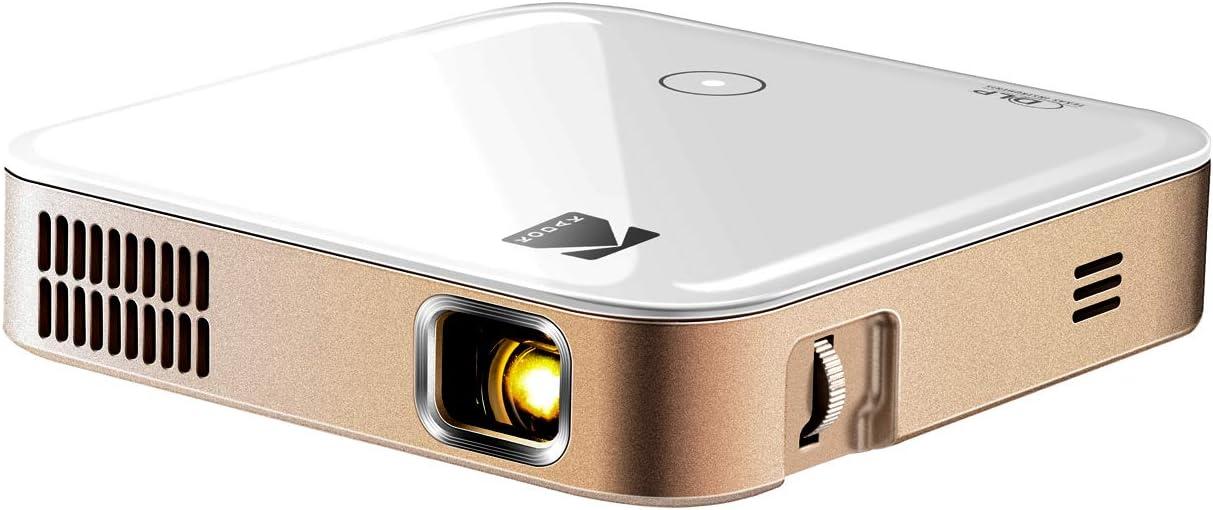 Compact Gold and White Portable Smart Projector with Wi-Fi