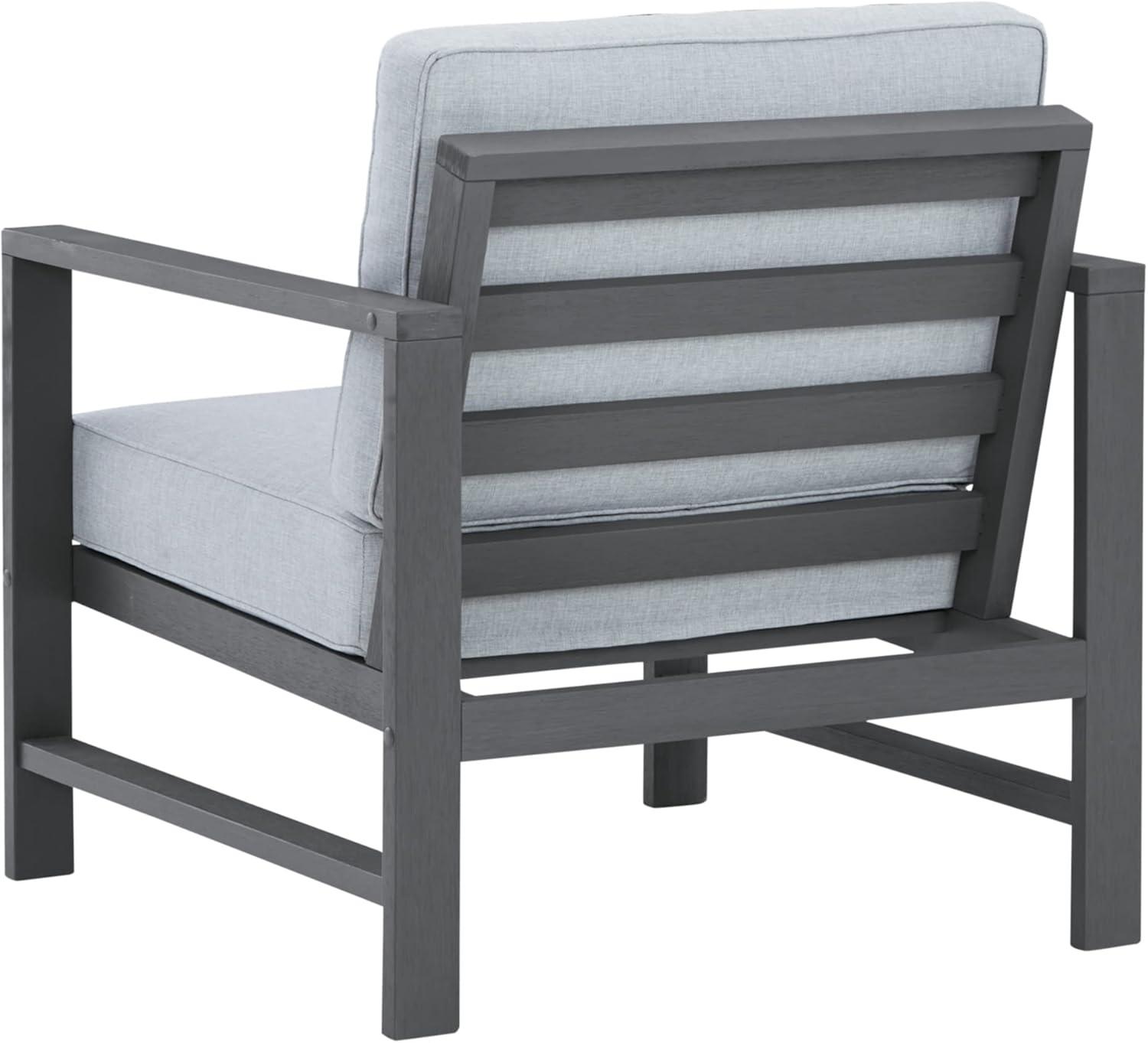 Elegant Gray Eucalyptus Wood Transitional Lounge Chair Set