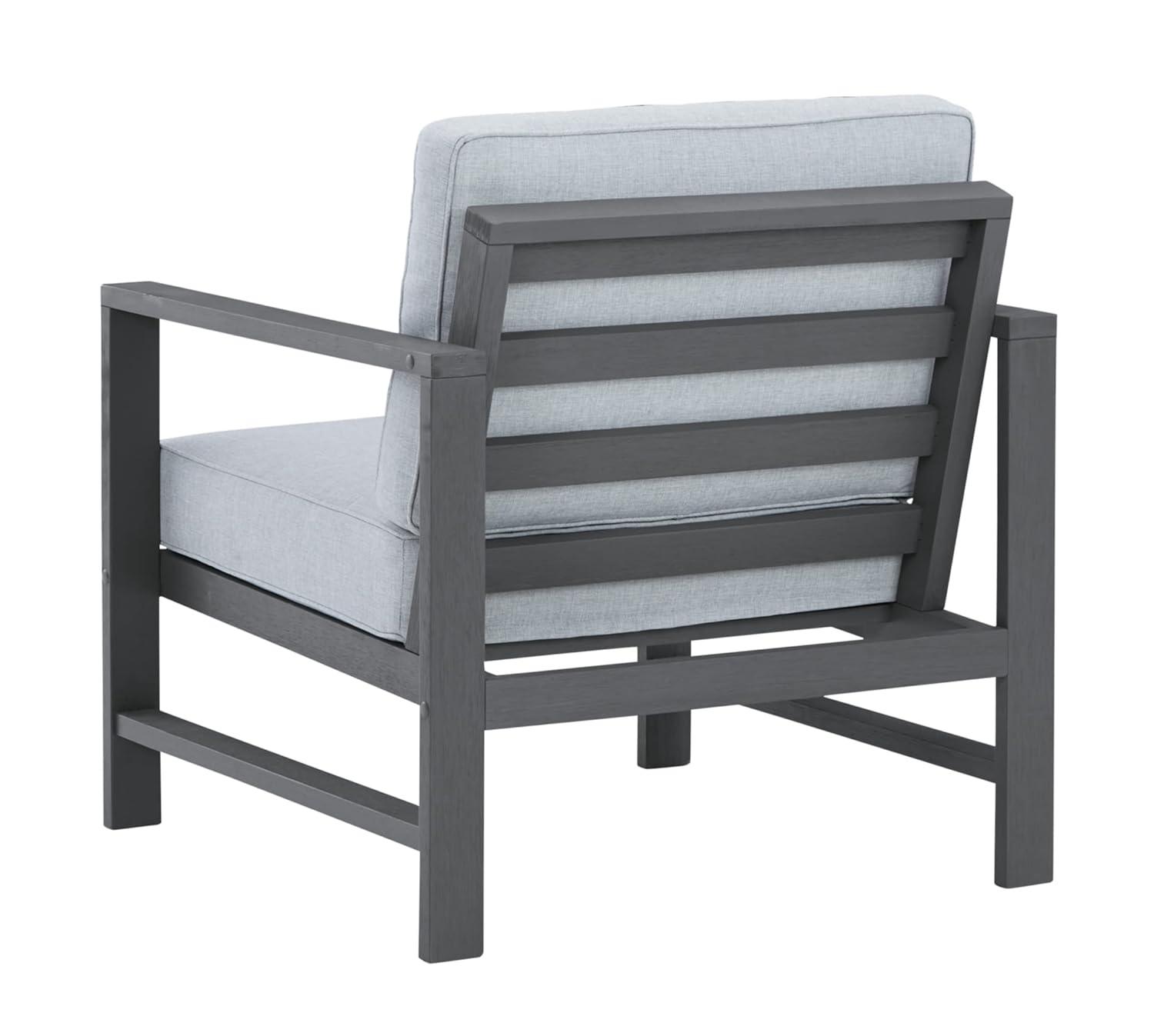 Elegant Gray Eucalyptus Wood Transitional Lounge Chair Set