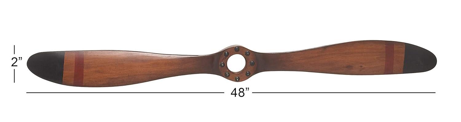 DecMode Brown Metal 2 Blade Airplane Propeller Wall Decor with Aviation Detailing