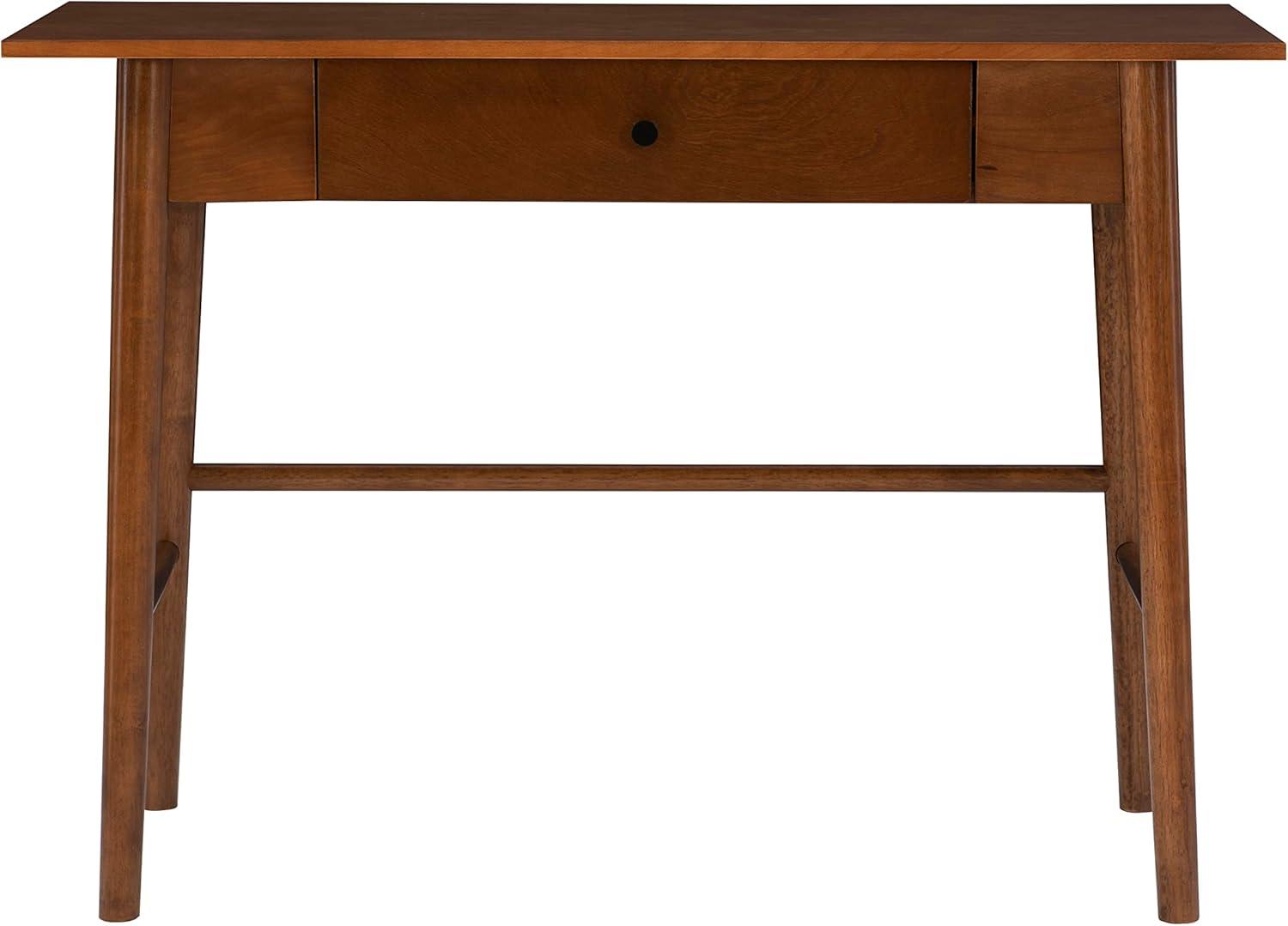 Mid-Century Walnut Writing Desk with Black Drawer Knob