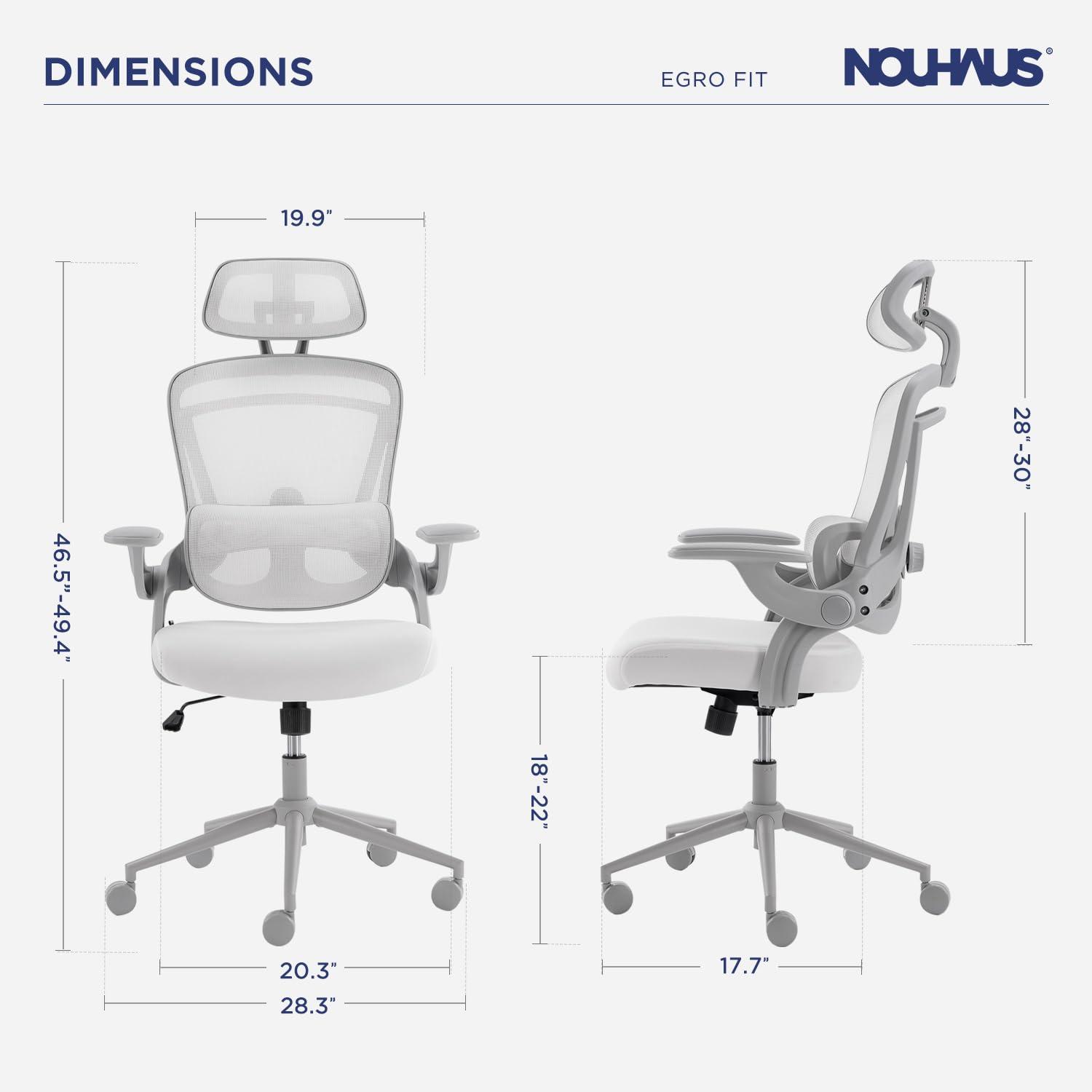 Nouhaus Inc Nouhaus Ergonomic Office Chair High Back Adjustable Lumbar Support Headrest and Armrest, Comfy Desk Chairs Swivel Computer Gaming Chair Tilt Function