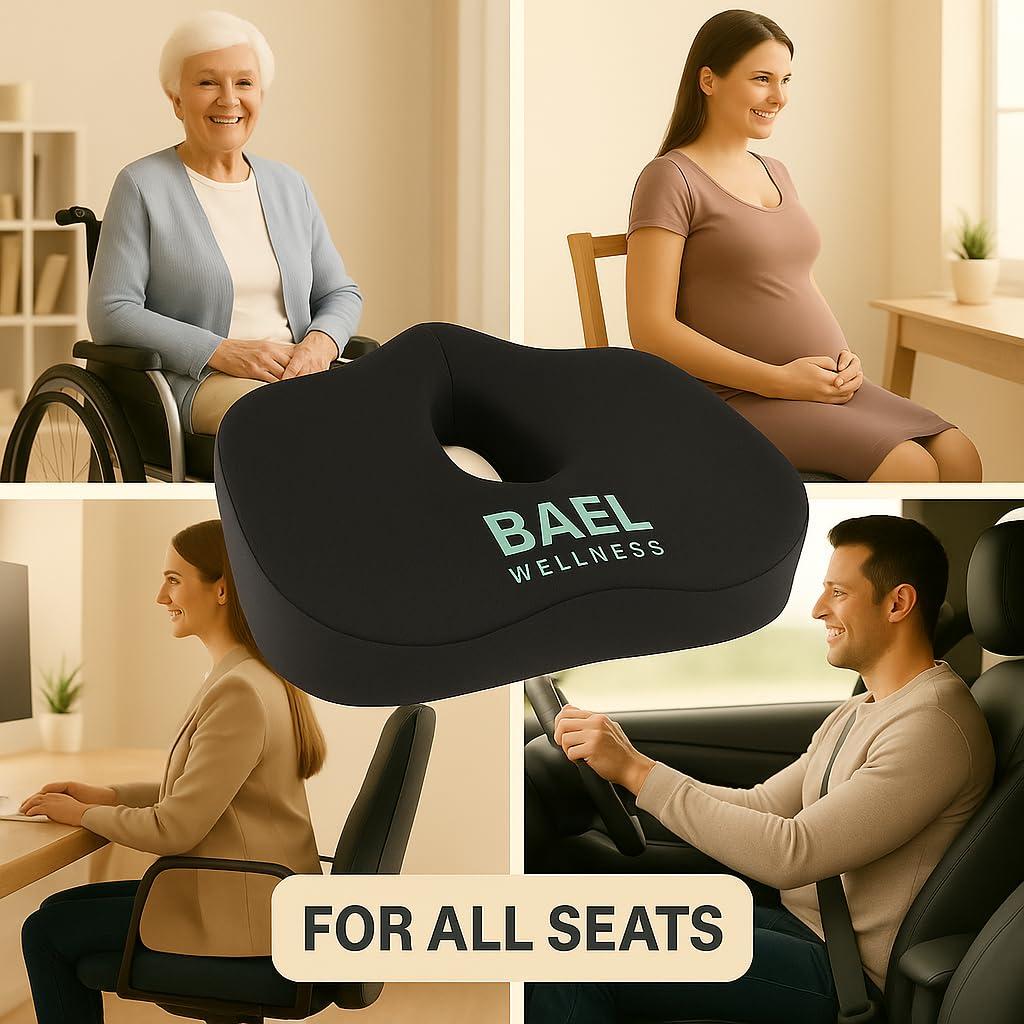 Premium Black and Beige Orthopedic Seat Cushion Pack for Pain Relief