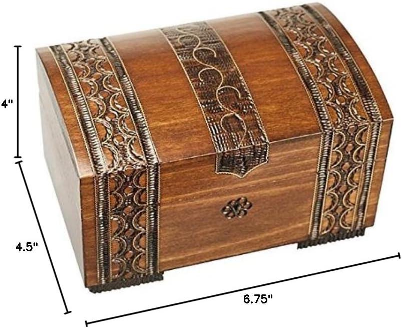 Handmade Wood Chest w/ Lock and Key Linden Wood Jewelry Keepsake Box from Poland