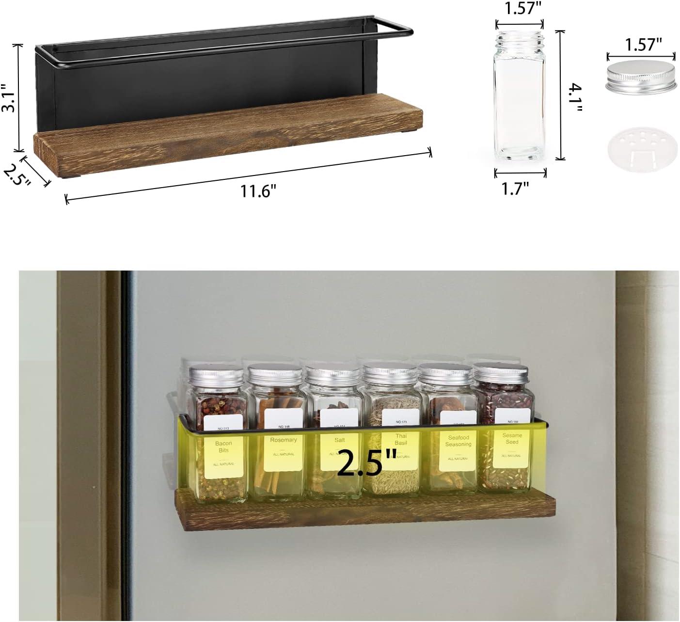 Magnetic Spice Rack with 24 Glass Jars and Labels