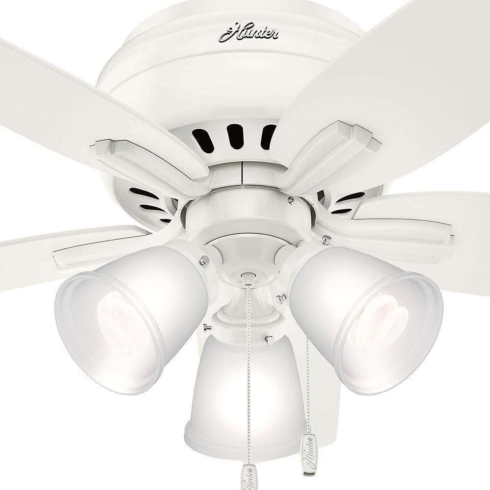 Hunter Fan Newsome 42" 5 - Blade Traditional Indoor Flush Mount Ceiling Fan with Lights and Pull Chains