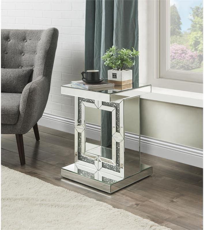 16" Noralie Accent Table Mirrored/Faux Diamonds - Acme Furniture