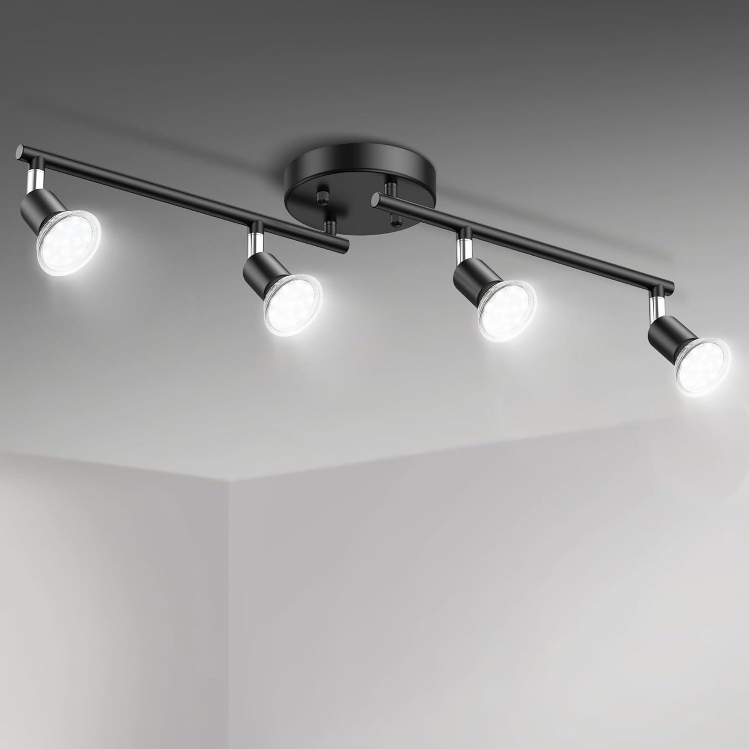 Matte Black 4-Light LED Adjustable Ceiling Track Fixture