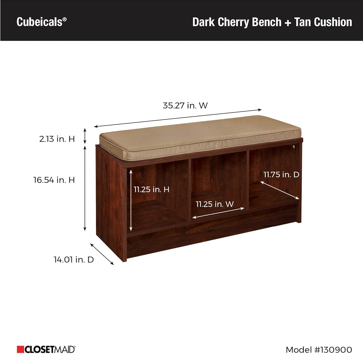 ClosetMaid Cubeicals 3-Cube Storage Bench with Tan Cushion