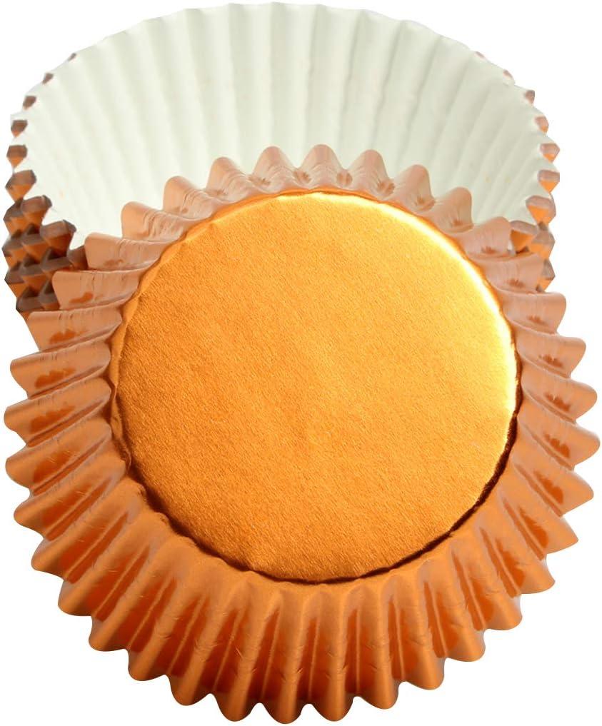 Mombake Standard Foil Orange Cupcake Liners Muffin Baking Cups for Party and More, 100-Count