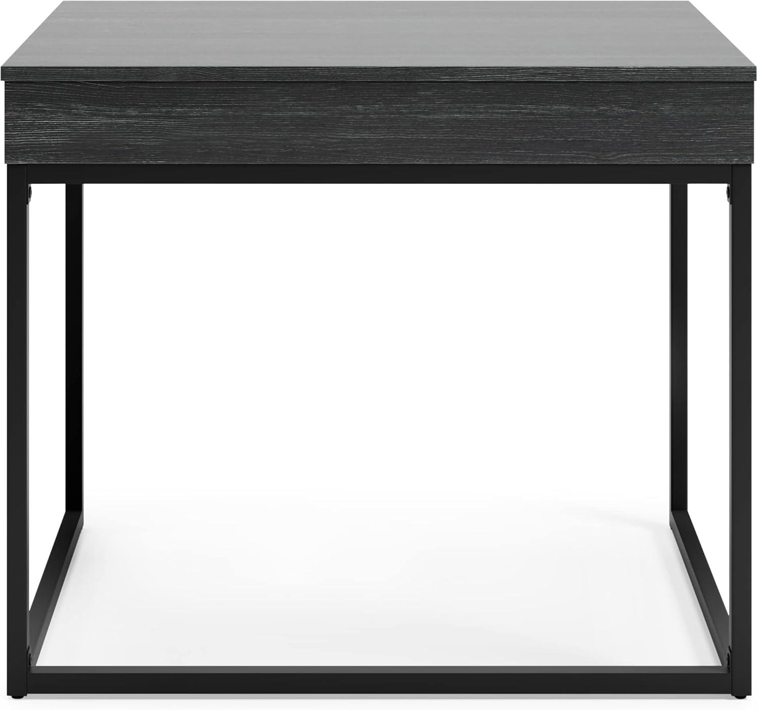 Sleek Black 36" Contemporary Home Office Desk with USB Port