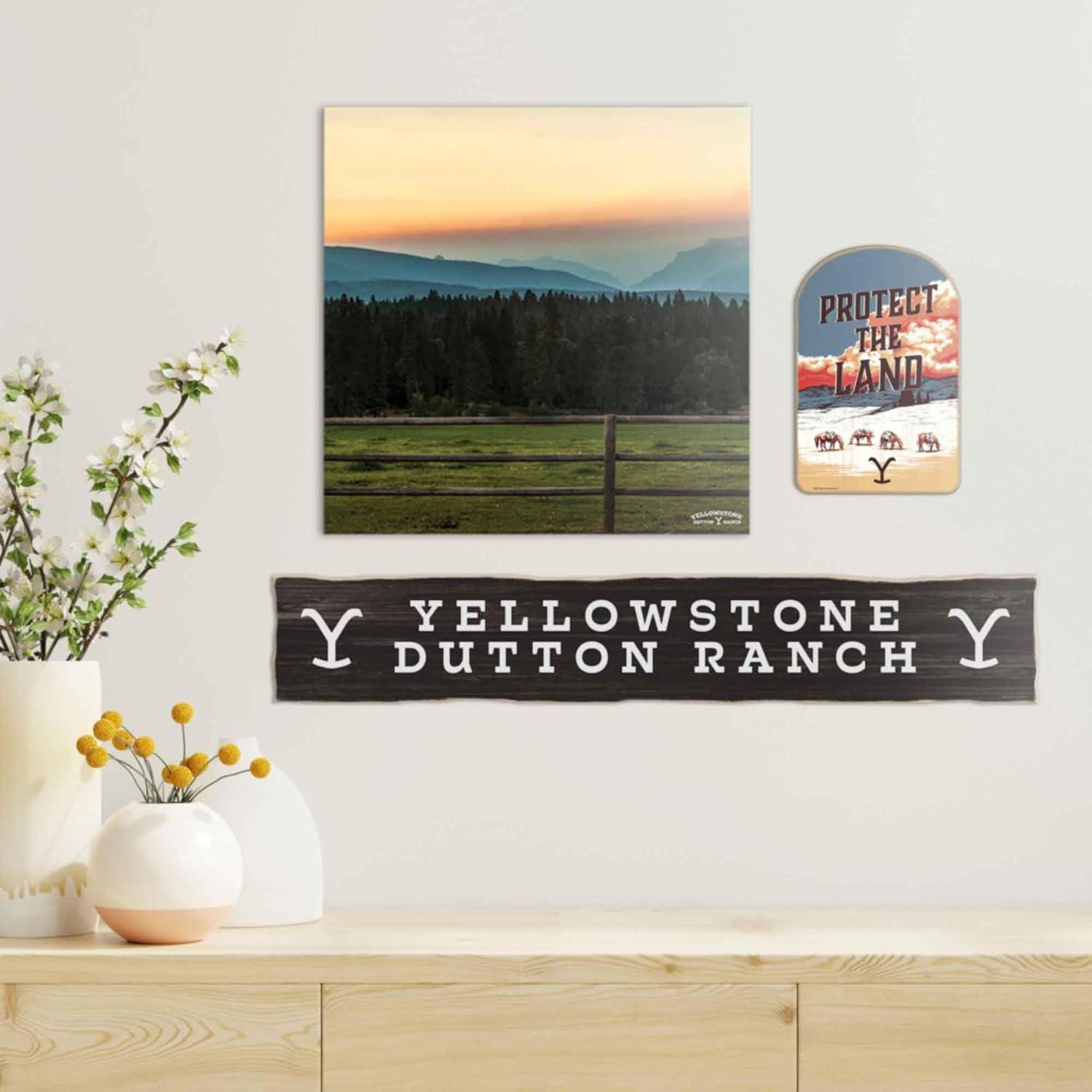 14.5 Inch Yellowstone Television Series Protect the Land Dutton Ranch Wood Wall Sign