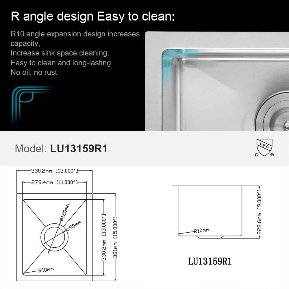 Lordear Undermount Kitchen Sinks 23 inch Small Undermount Bar Sink,16-Gauge Stainless Steel Single Bowl Bar Prep Kitchen Sink One Basin 23x18x10 Inch Handmade