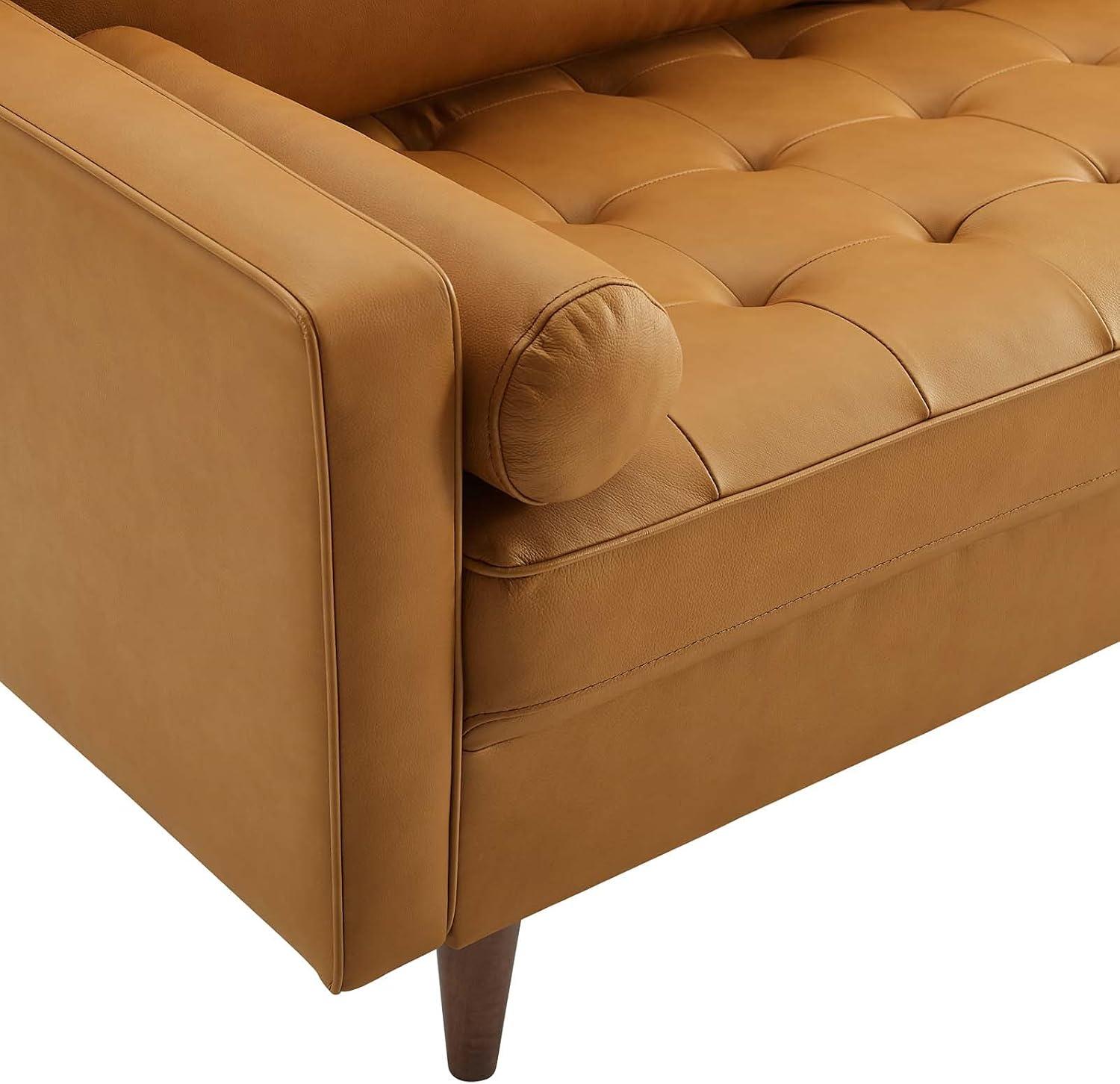 73" Valour Leather Sofa Tan - Modway
