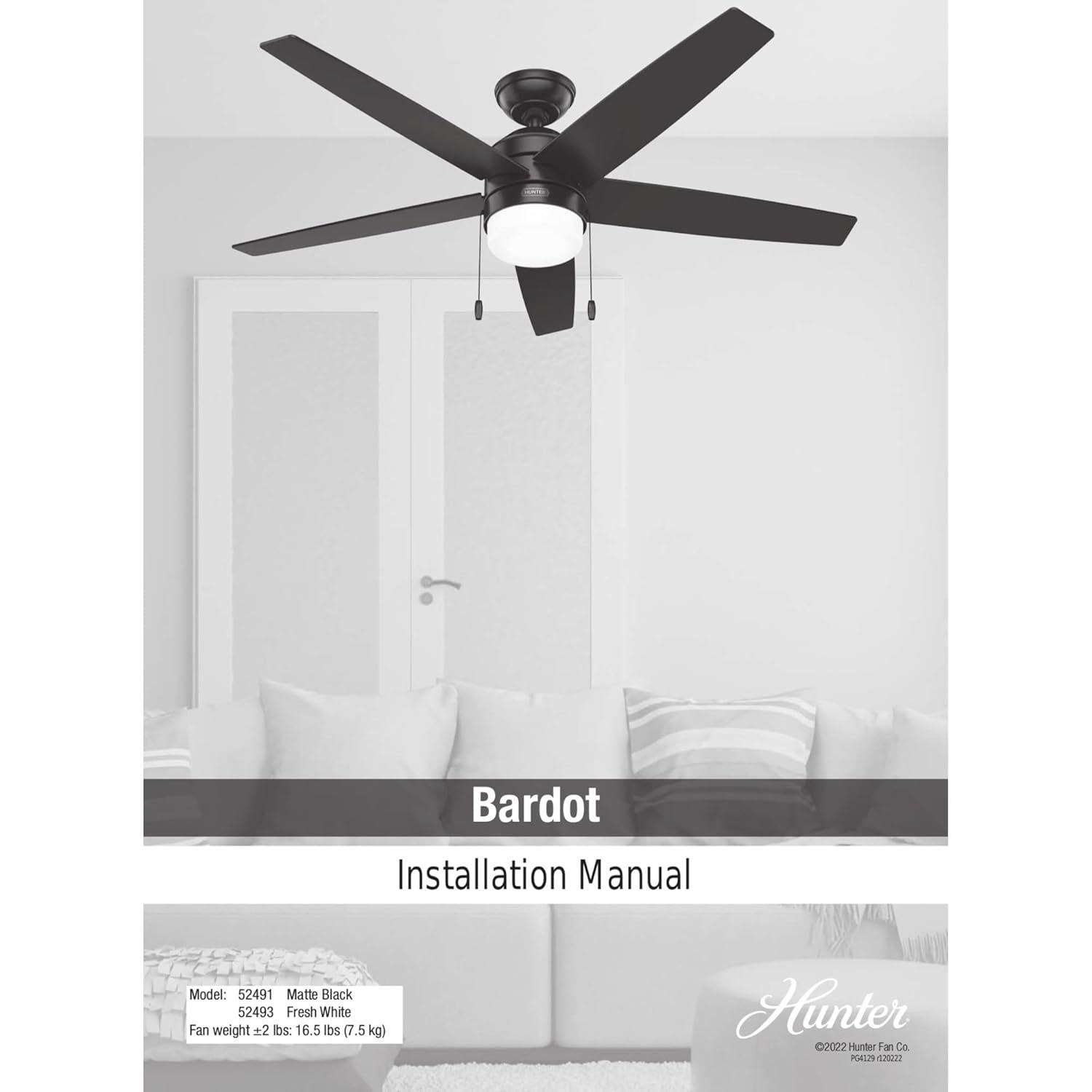 Bardot 52" 5 - Blade Ceiling Fan With Lights and Pull Chains