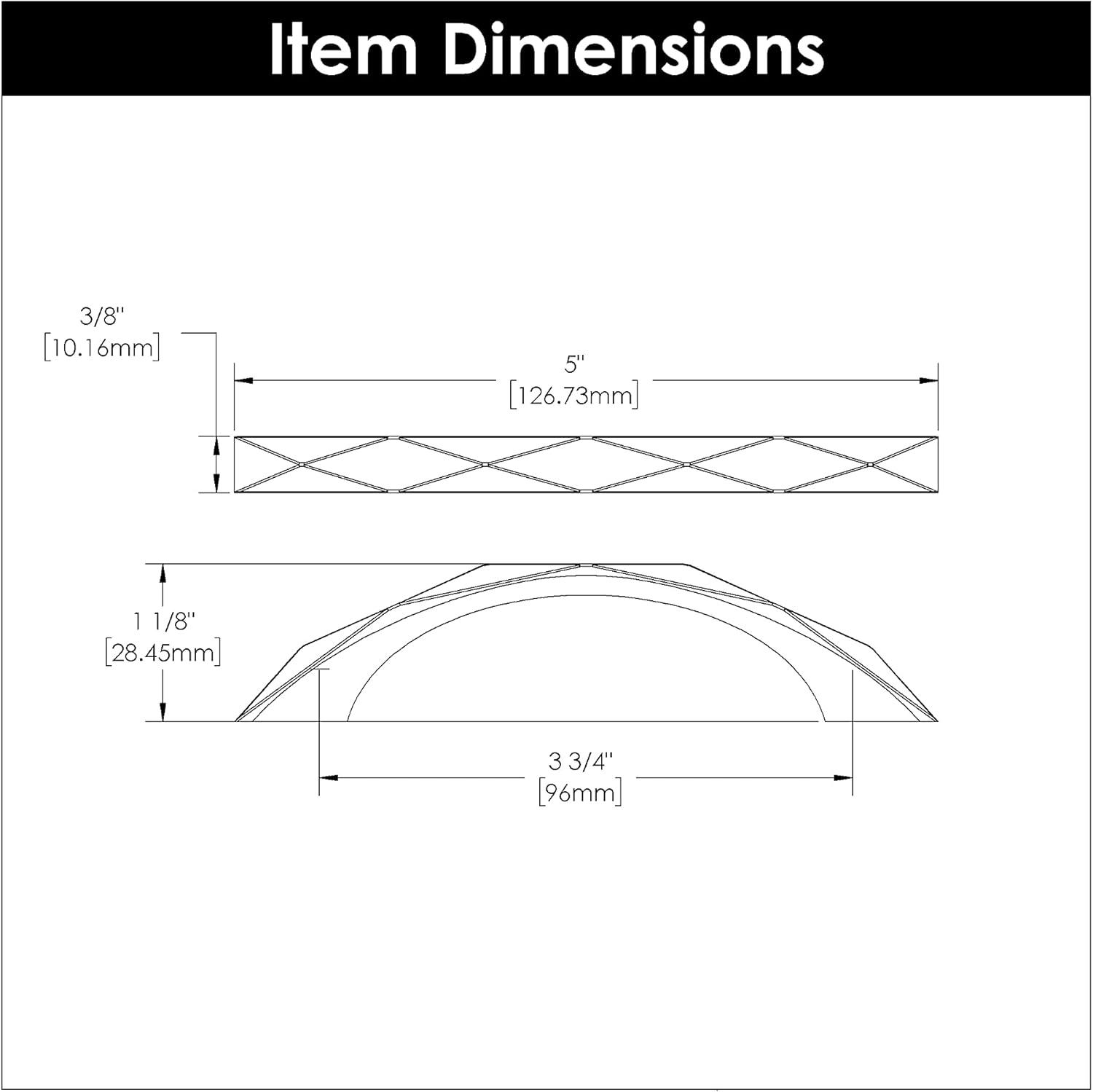 Chrome Faceted Solid Core Kitchen Cabinet Handles, 3-3/4"