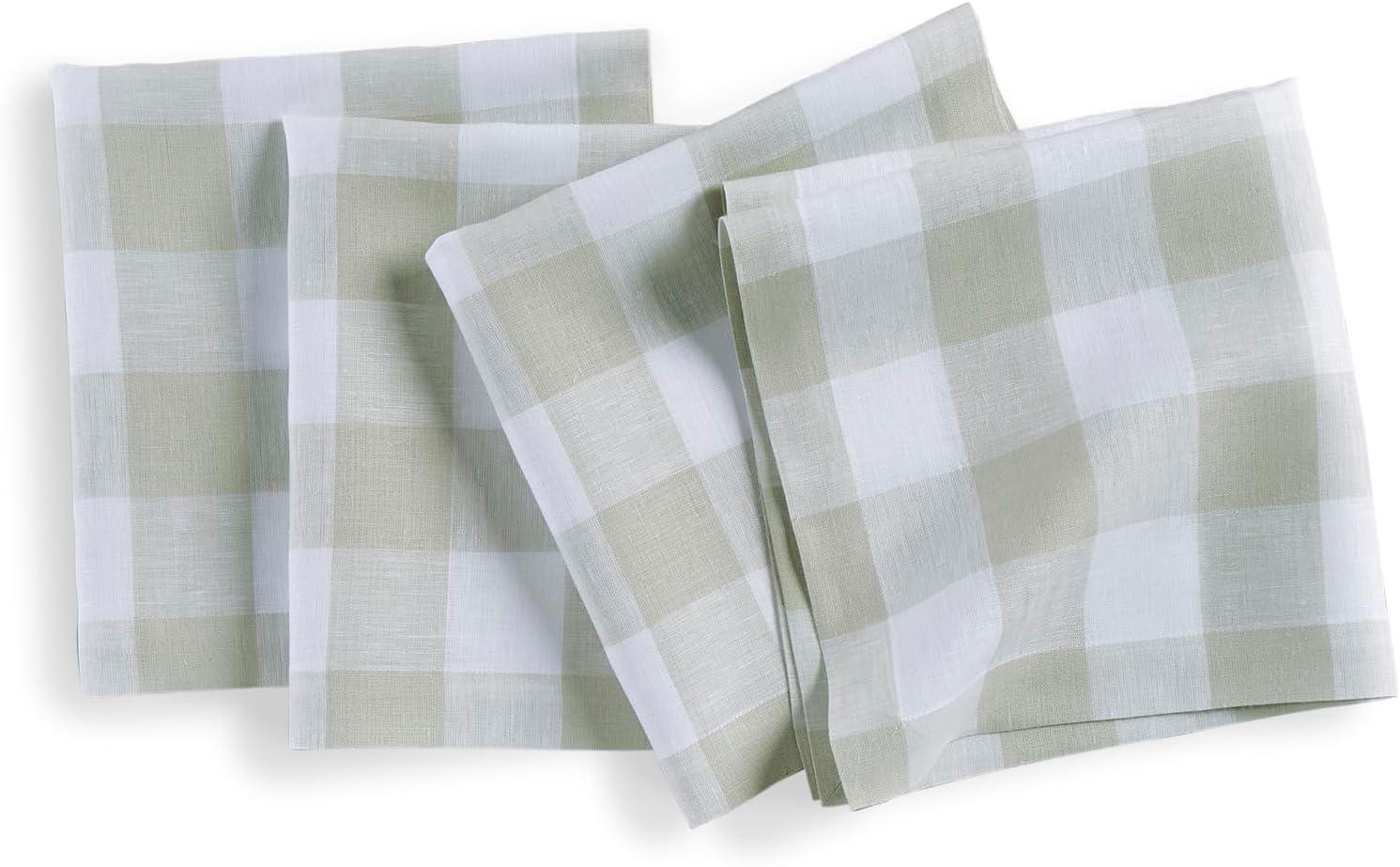 Buffalo Check - 100% Pure Linen Square Dinner Napkins (Set of 4)