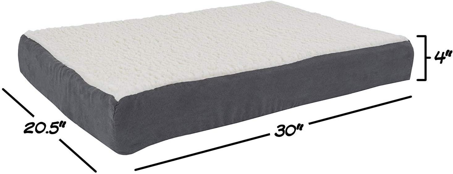 Orthopedic Dog Bed - 2-Layer 30x20.5-Inch Memory Foam Pet Mattress with Machine-Washable Cover for Medium Dogs up to 45lbs by PETMAKER (Gray)