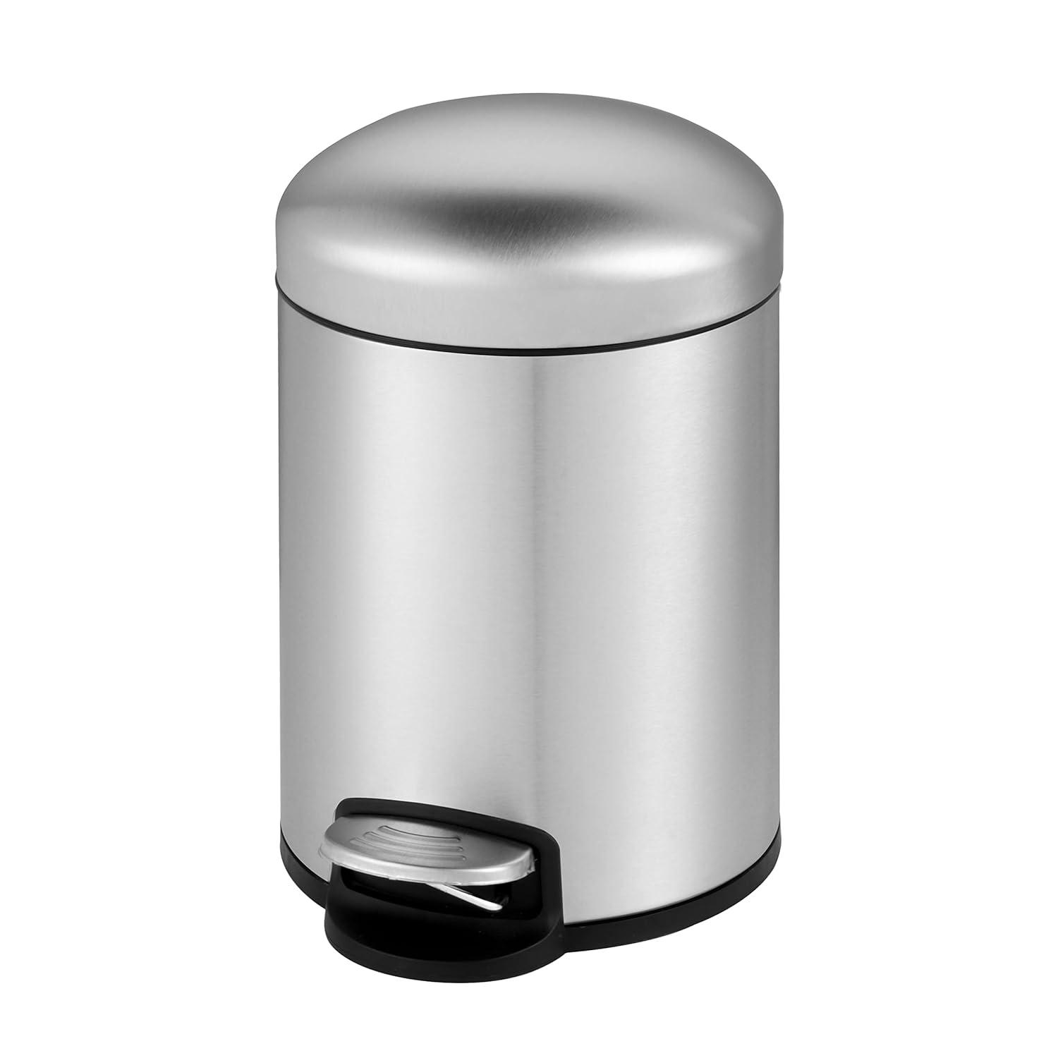 1.32 Gal./5 Liter Stainless Steel Round Step-on Bathroom and Office Kitchen Trash Can