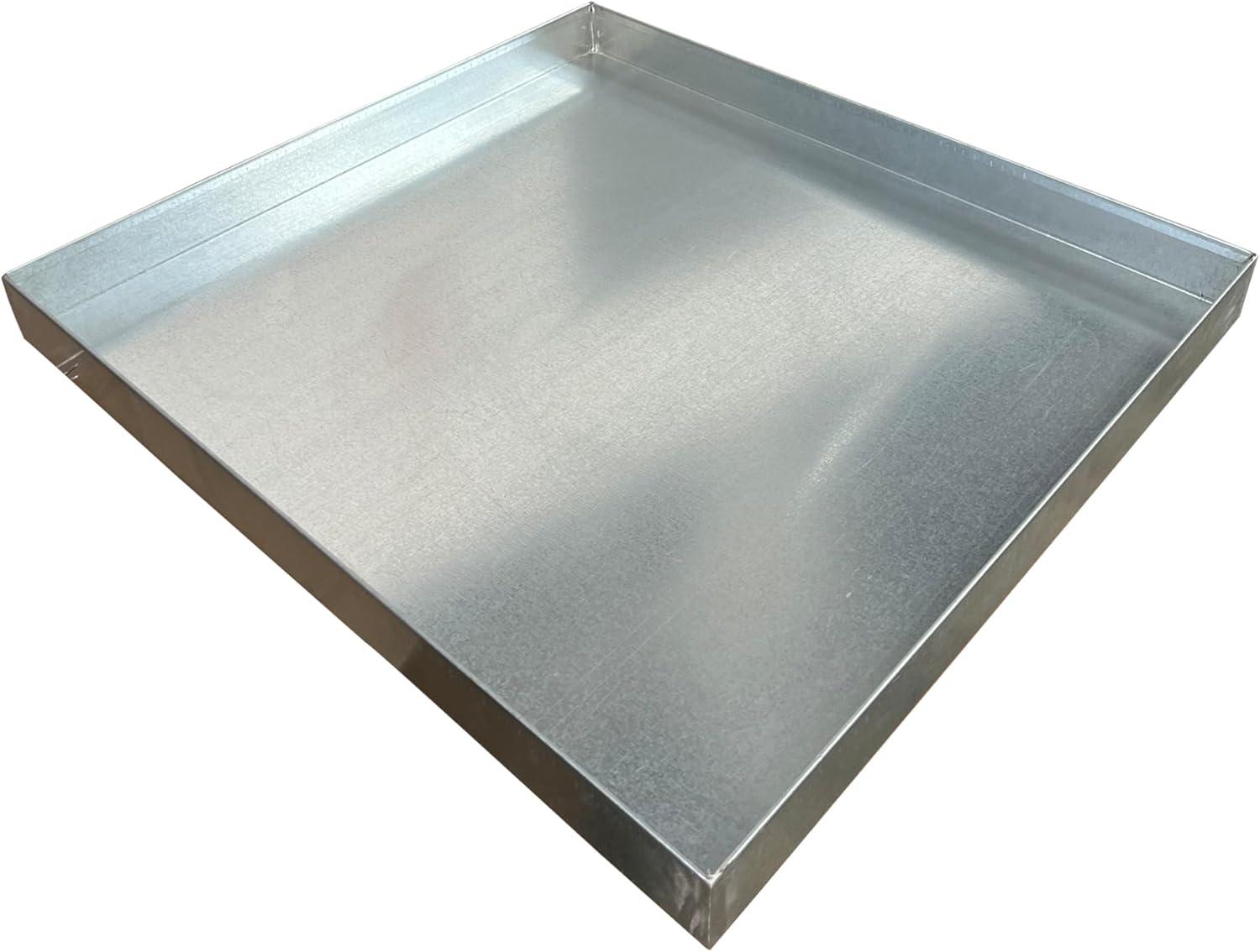 F&L Heavy-Duty Galvanized Steel Drain Pan – Premium, Rust-Resistant HVAC Condensate Pan – Leak-Proof for Maximum Protection – Without Hole Options (22" x 22" x 2")