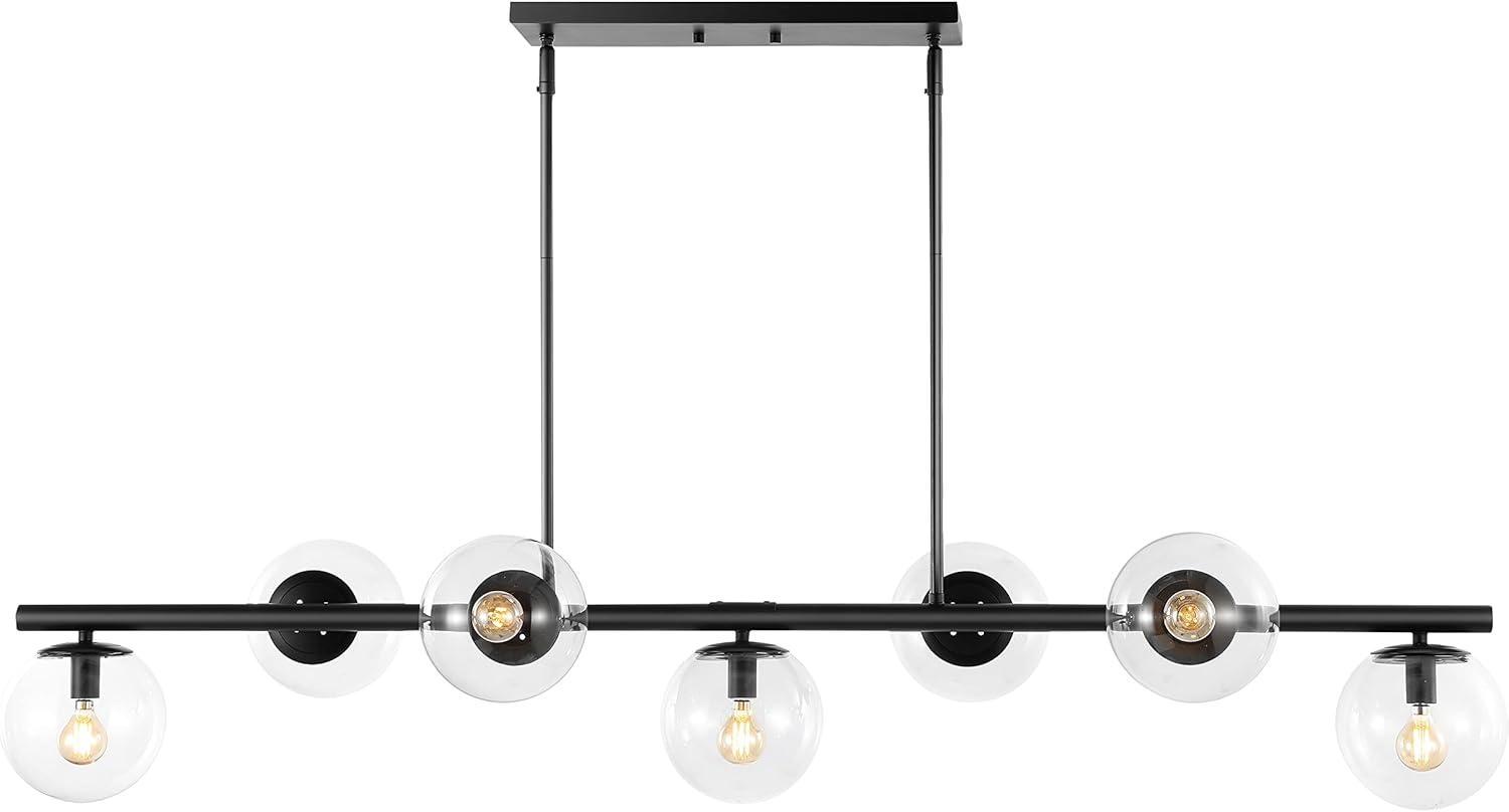 Luca Parisian Black Iron 7-Light Linear LED Pendant