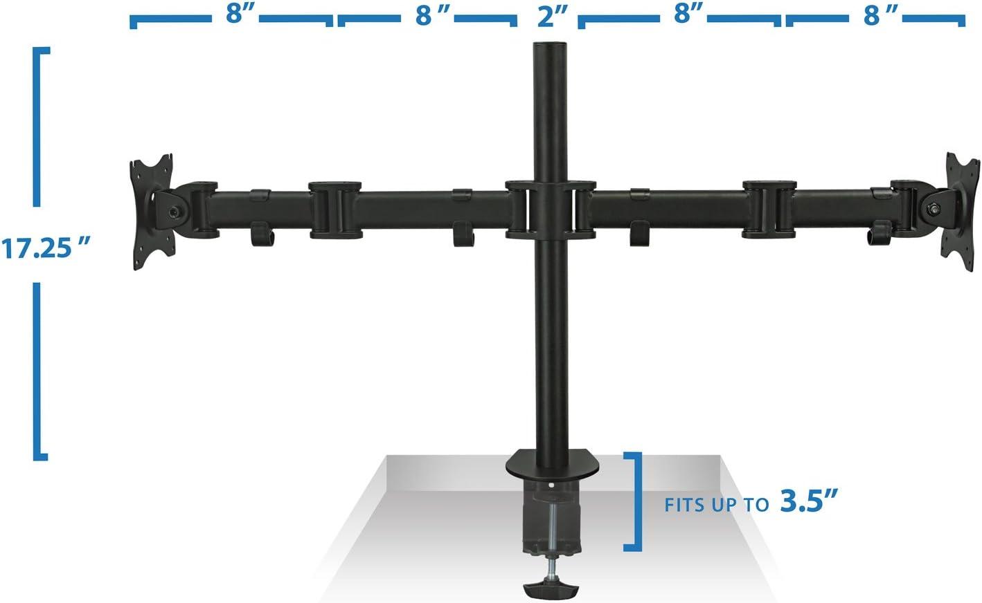 Black Dual Monitor Desk Mount with Adjustable Arms