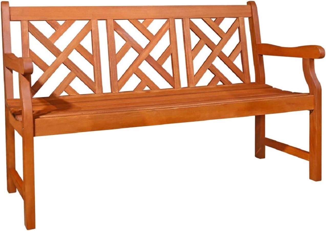 Malibu Natural Eucalyptus 3-Seater Outdoor Garden Bench