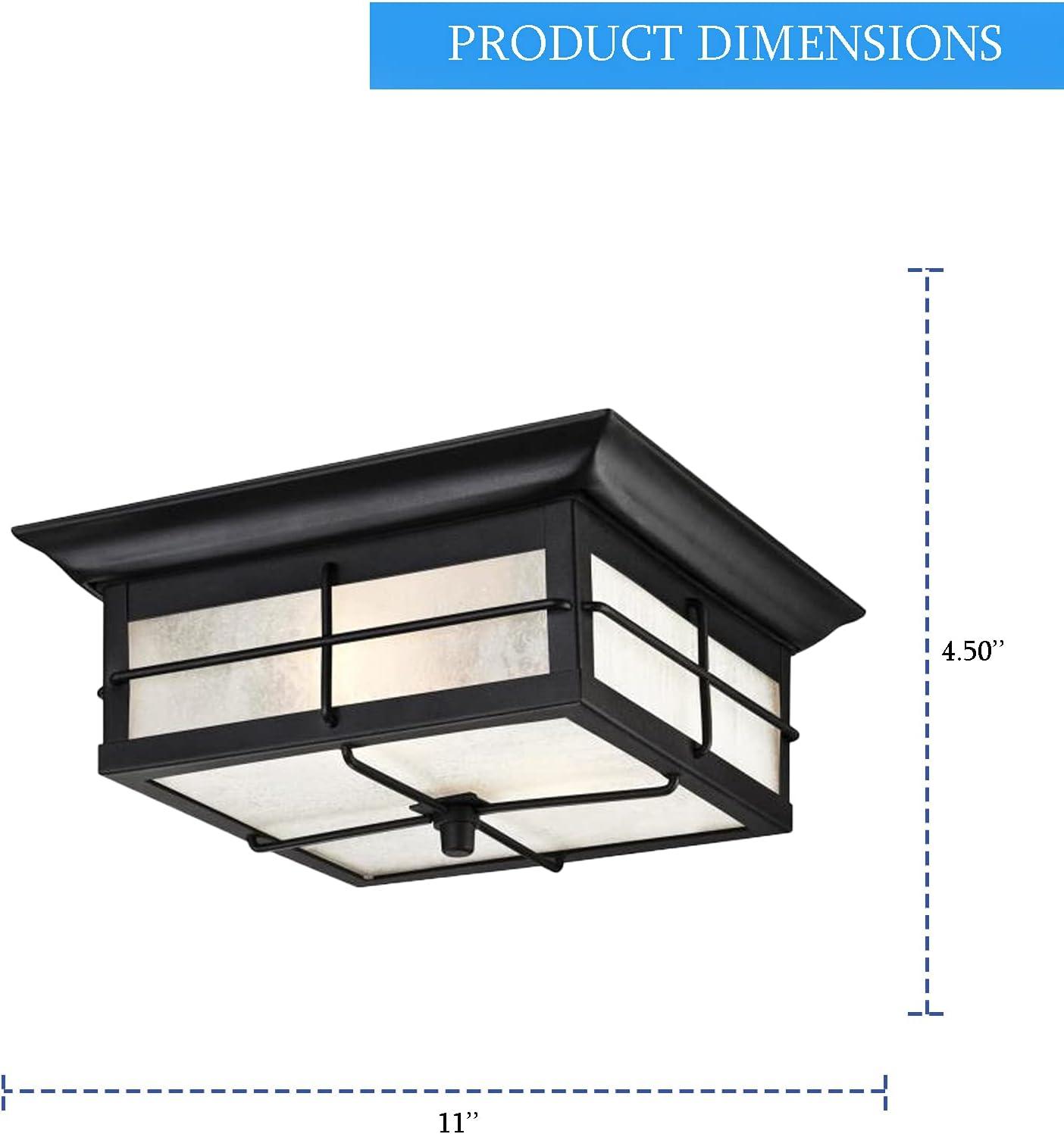 Orwell Textured Black Steel Outdoor Flush-Mount Light with Frosted Glass