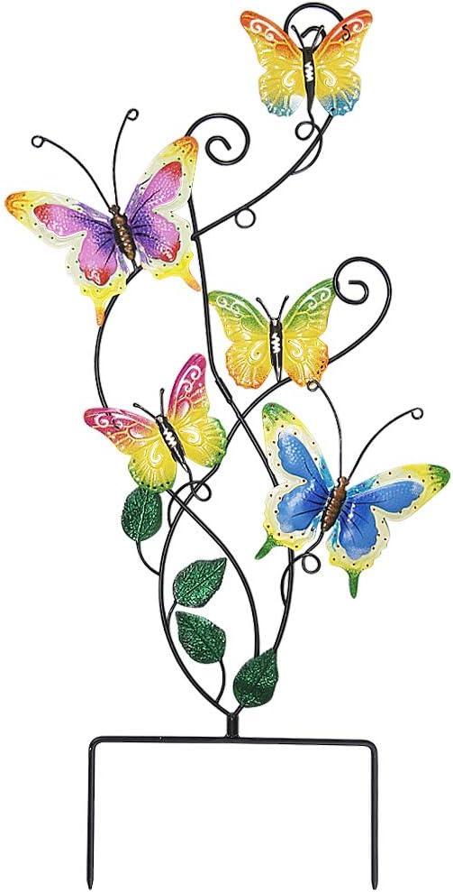 Juegoal 28 Inch Butterfly Garden Stake Decor Metal Wall Art Decoration, Yard Outdoor Ornaments