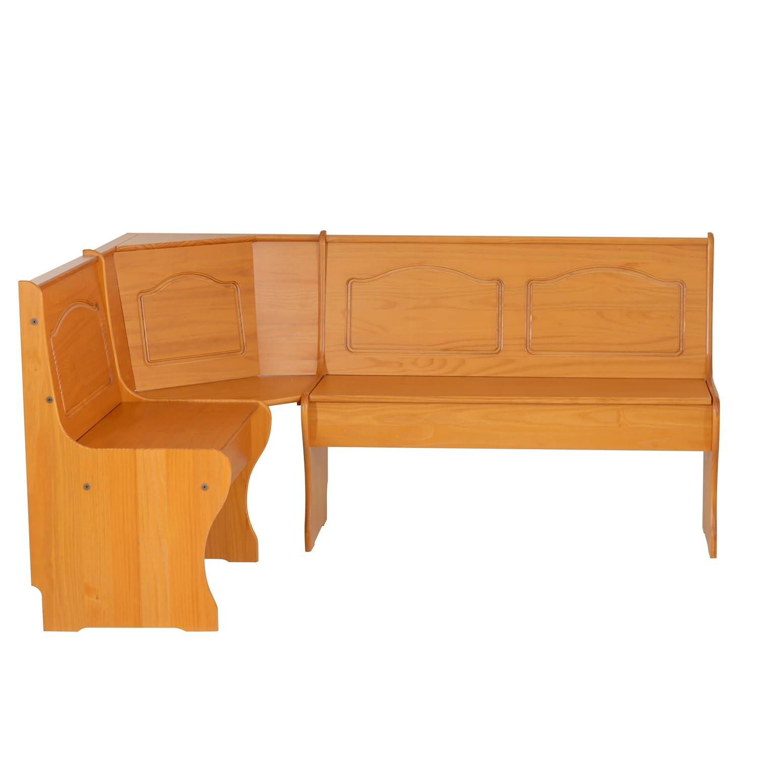Chelsea Traditional Wood Farmhouse Breakfast Nook Corner Unit Honey - Linon