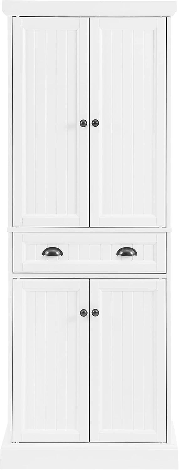 Shoreline Pantry White - Crosley: Beadboard Design, Adjustable Shelves, Storage Cabinet