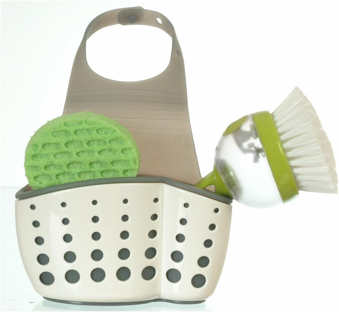 Casabella Sink Sider? Faucet Sponge Holder, Versatile Tool, Storage Capabilities, Use in Kitchen or Bathroom, White/Grey