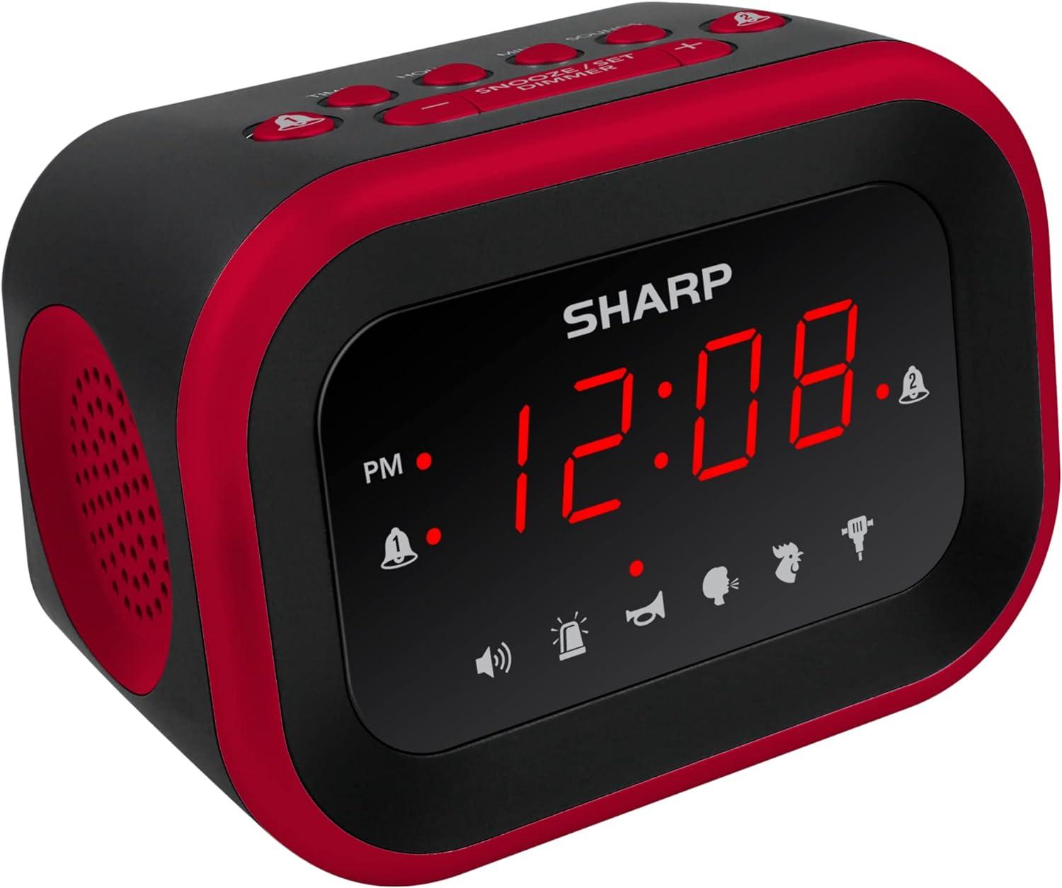 Sharp Super Loud Alarm Clock for Heavy Sleepers, 6 Extremely Loud Wake Up Sounds - up to 115db Volume