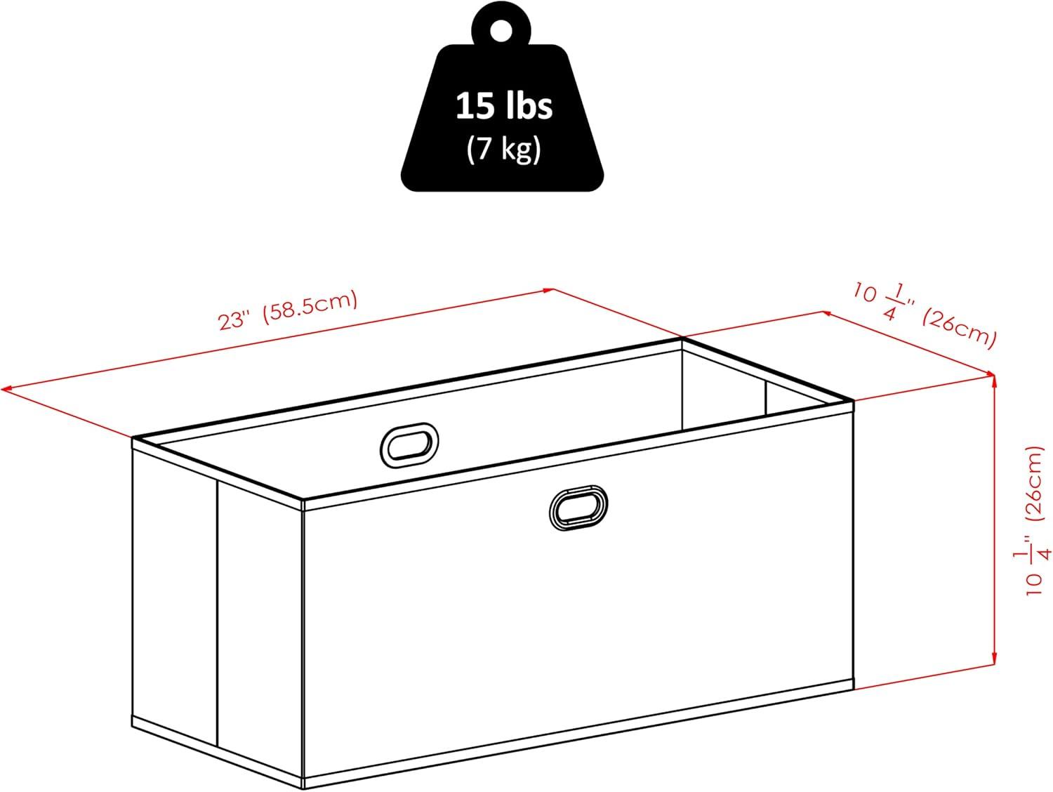 Decorative Basket Winsome Black: Foldable Fabric, Reinforced Chrome Handles, Fits 11" Cube Storage System