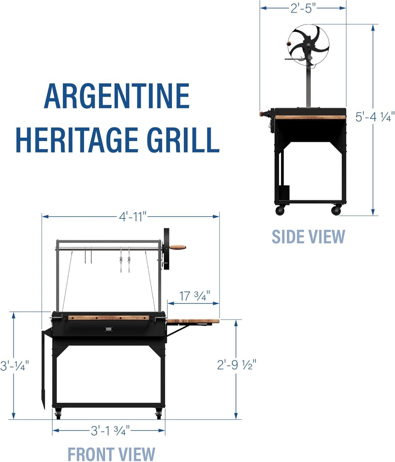 Backyard Discovery Argentine Santa Maria Heritage Wood Fire & Charcoal Steel BBQ Grill with Fire Bricks and Adjustable Grates
