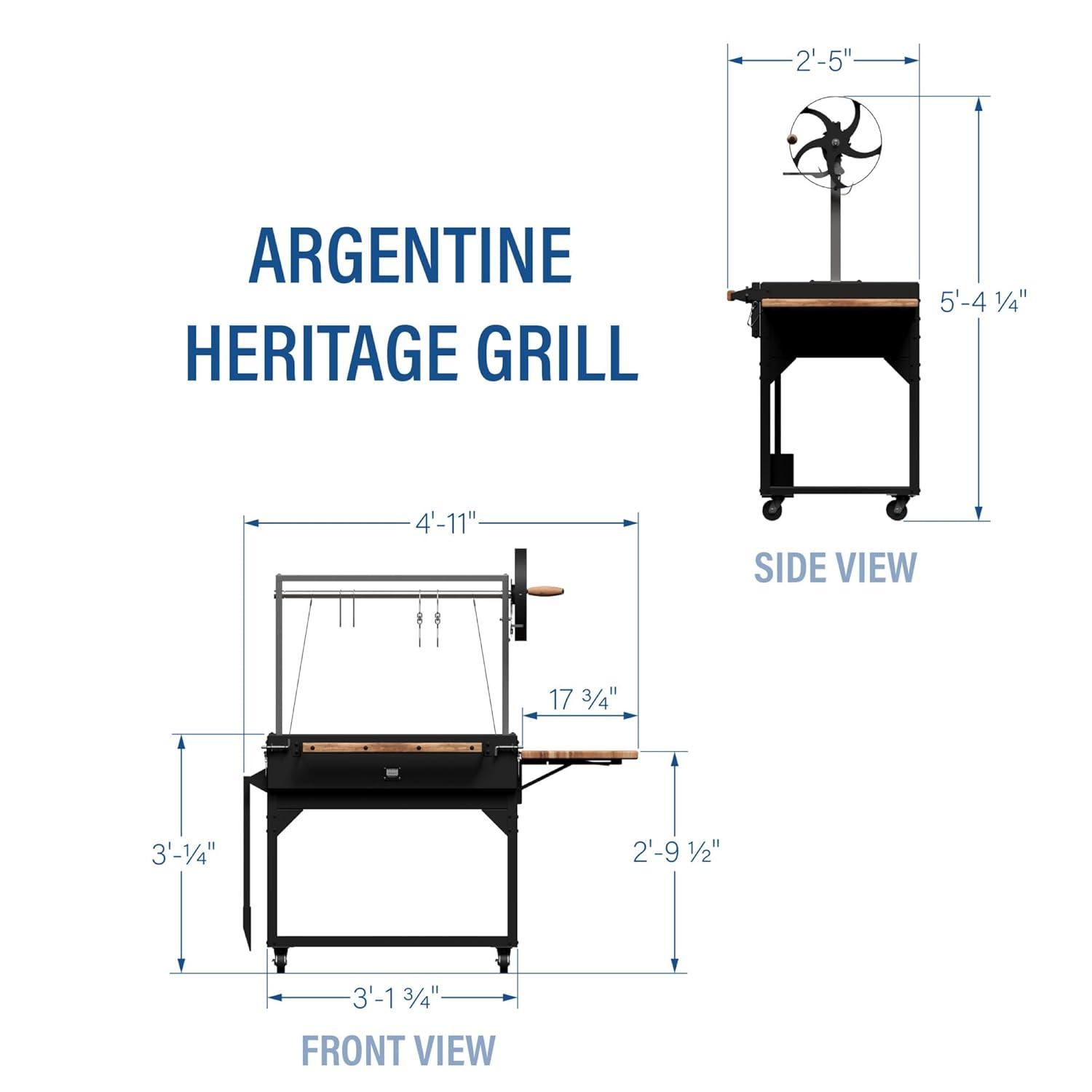 Backyard Discovery Argentine Santa Maria Heritage Wood Fire & Charcoal Steel BBQ Grill with Fire Bricks and Adjustable Grates
