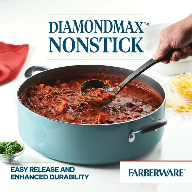 Farberware Sartén Familiar Antiadherente Easy Clean de 14", Cocina Jumbo con Tapa, Aguamarina
