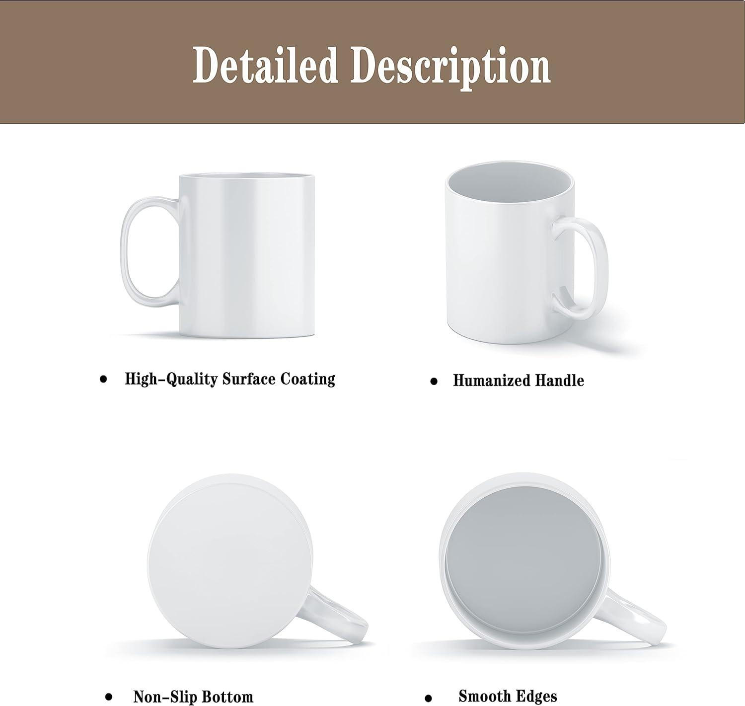 White Ceramic 11 oz Microwave Safe Personalized Mugs Set of 12