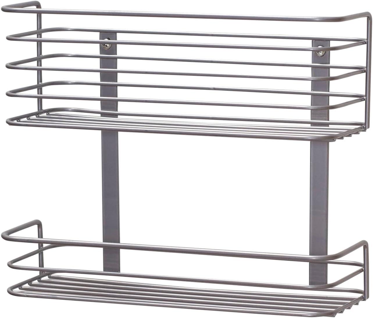 Gray Metal Double Basket Door Mount Cabinet Organizer