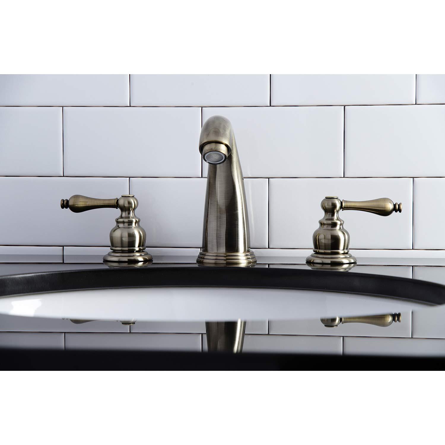 Kingston Brass KB983ALAB Victorian 2-Handle 8 in. Widespread Bathroom Faucet, Antique Brass