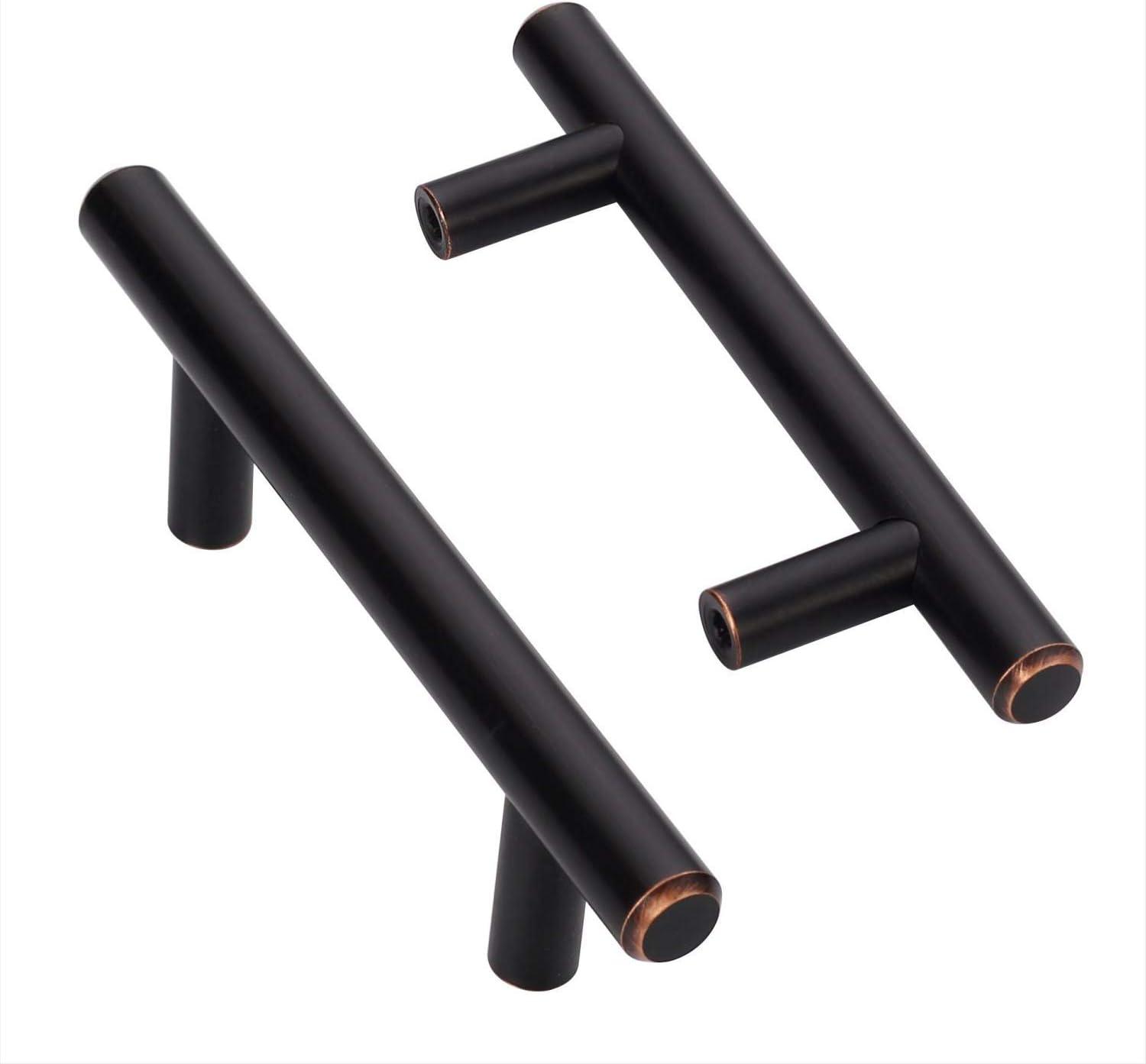 Oil Rubbed Bronze Modern Bar Cabinet Pulls with Mounting Hardware